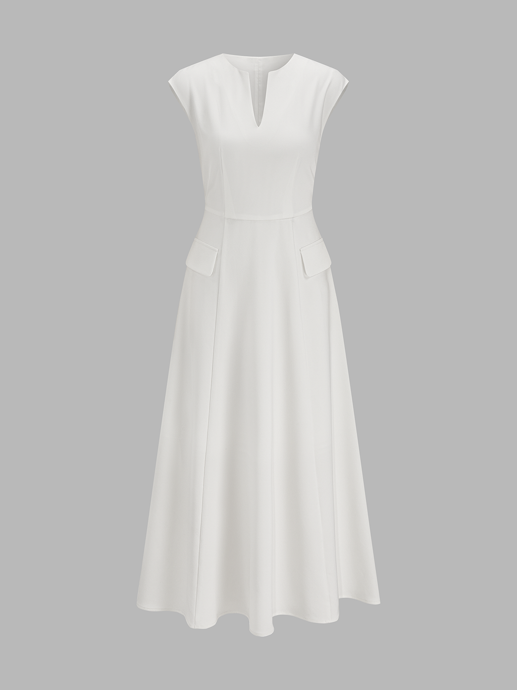 V Neck Cap Sleeve Midi Dress