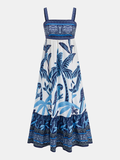 Tropical Print Tiered Maxi Dress