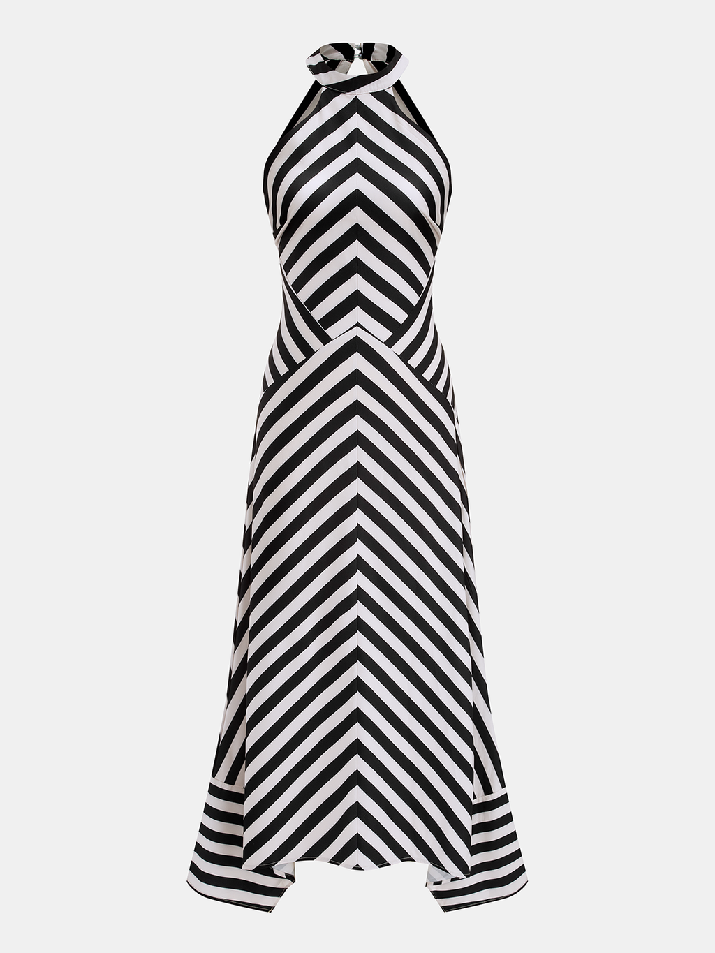 Halter Striped Backless Maxi Dress