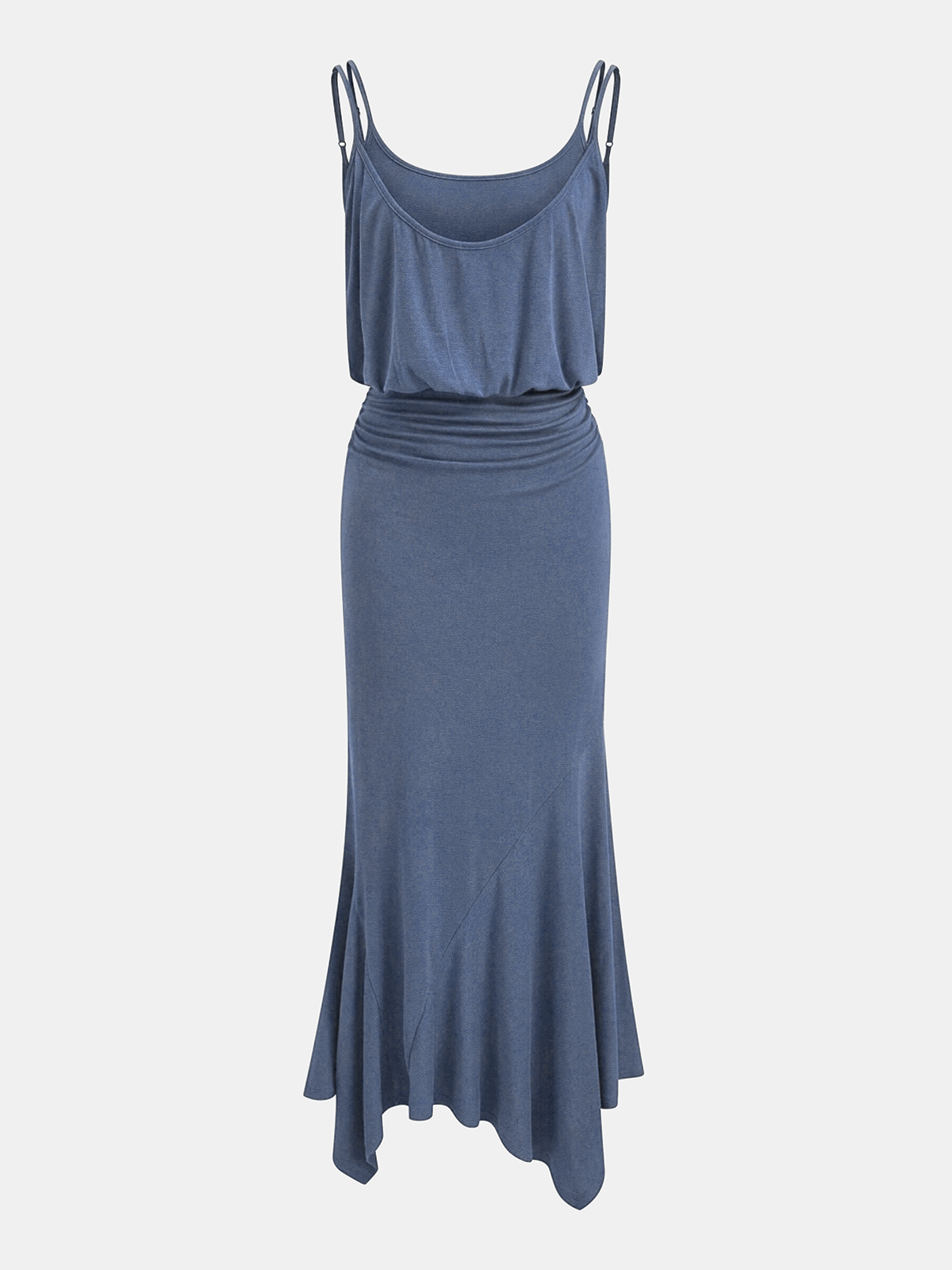 Ruched Asymmetric Cami Maxi Dress