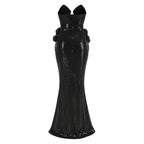 Black Sequin Plunging V-Neck Mermaid Gown