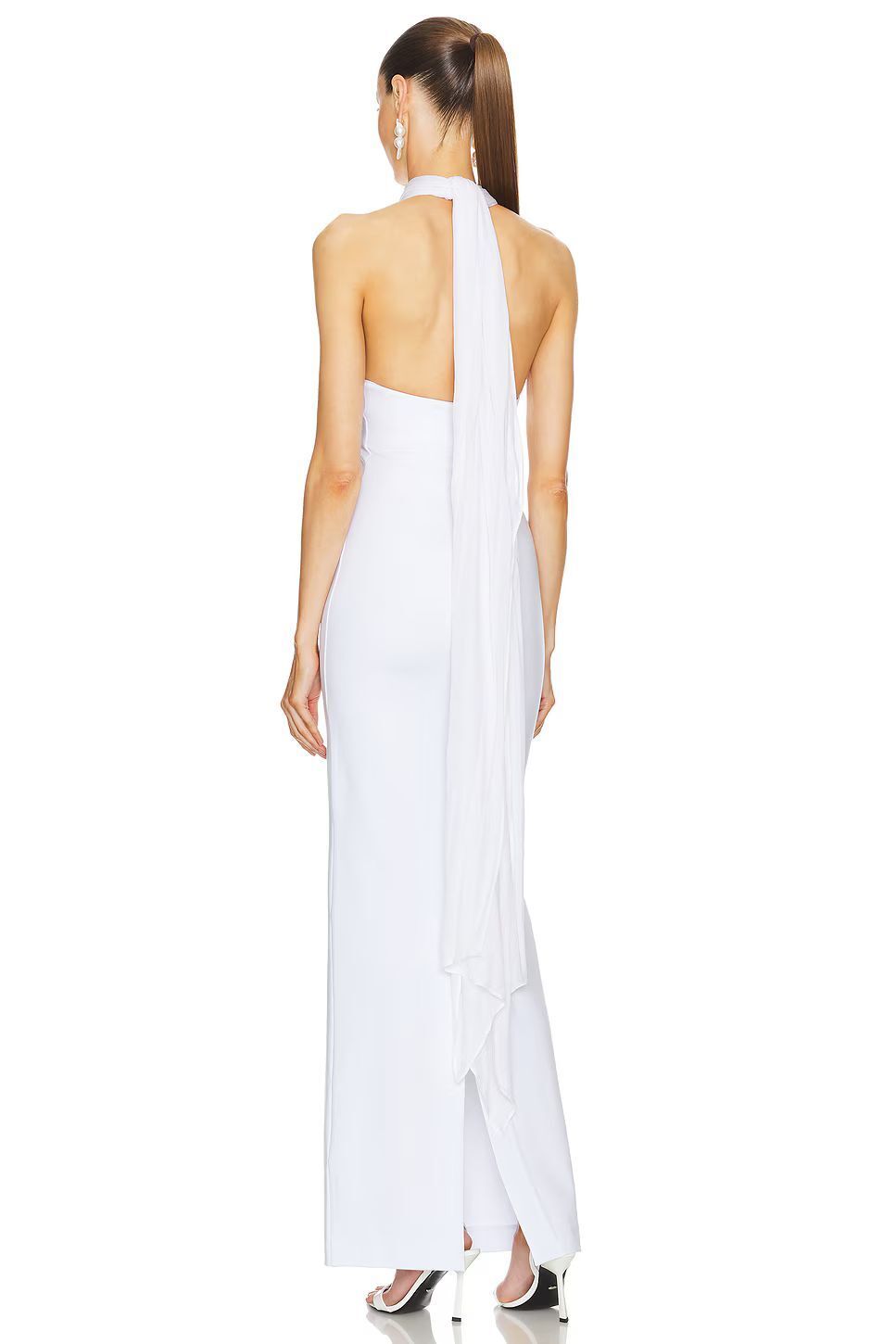 Halter Sheer-Overlay Gown