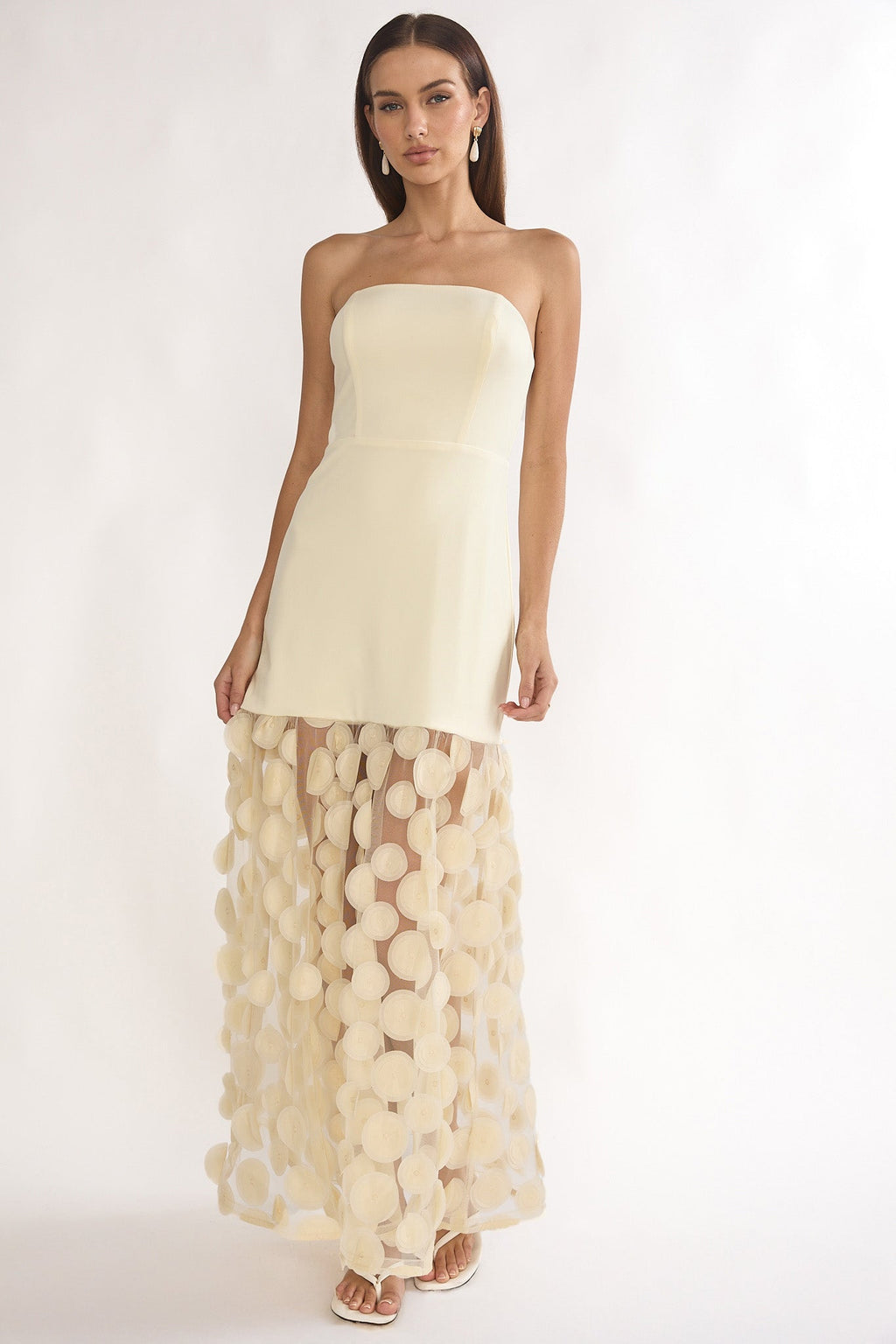 Divora Embellished Hem Maxi Dress Butter