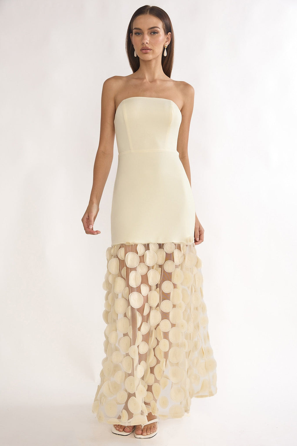 Divora Embellished Hem Maxi Dress Butter