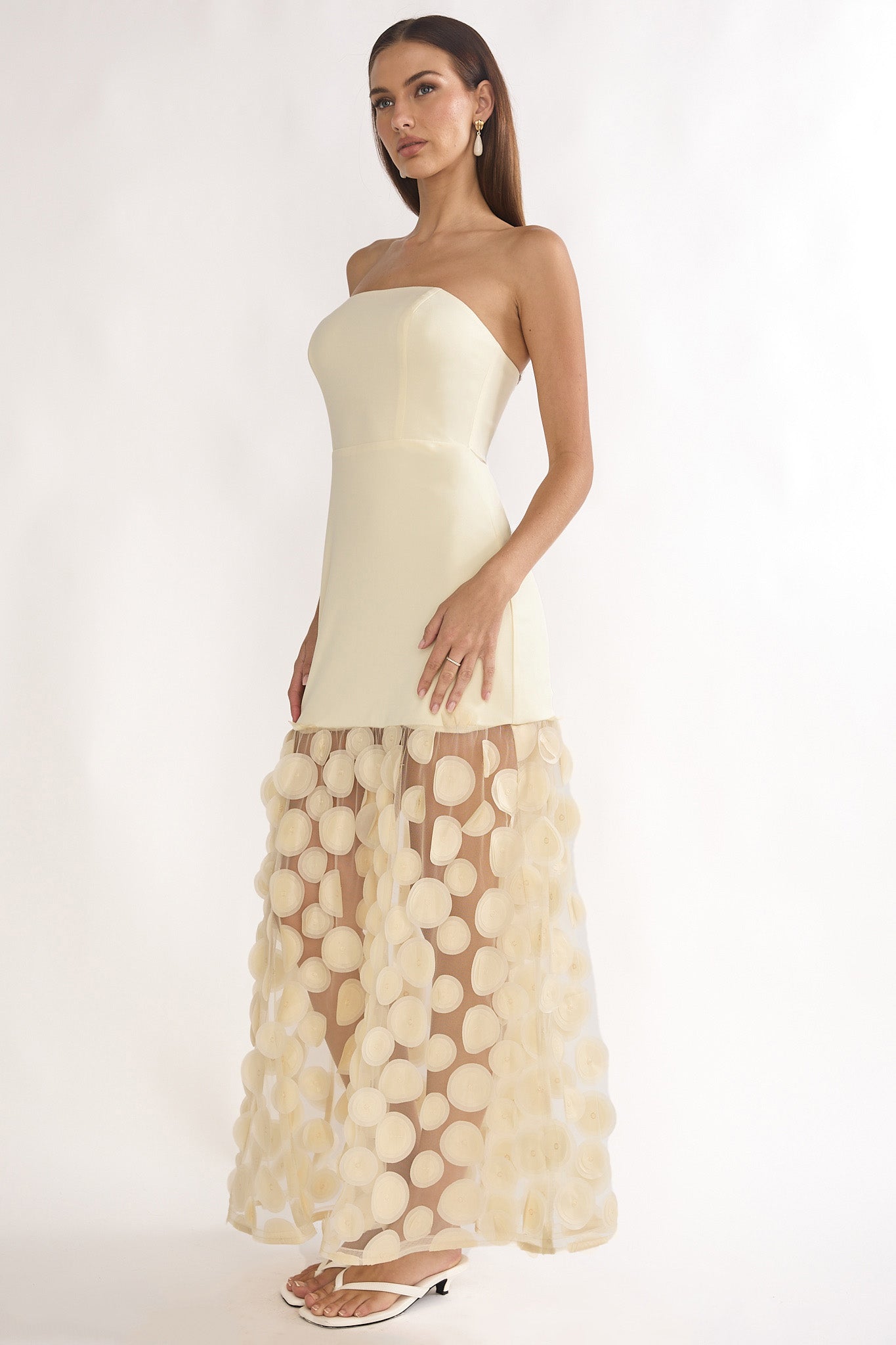 Divora Embellished Hem Maxi Dress Butter