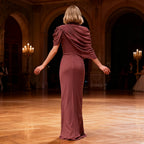 Ivory Satin A-line Evening Gown with Beaded Sweetheart Neckline