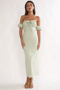 Maelis Off-Shoulder Puff Sleeve Maxi Dress Sage