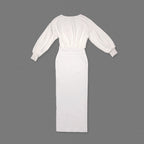 Ivory Dolman-Sleeve Blouson Waist Maxi Dress