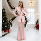 Navy Blue Satin Mermaid Evening Gown with Sweetheart Neckline & Crystal Embellishments