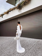 White One-Shoulder Drape-Back Maxi Gown