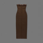 Espresso Brown Strapless Corset Maxi Gown
