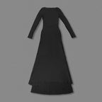 Black Long-Sleeve Deep V Back Mermaid Gown