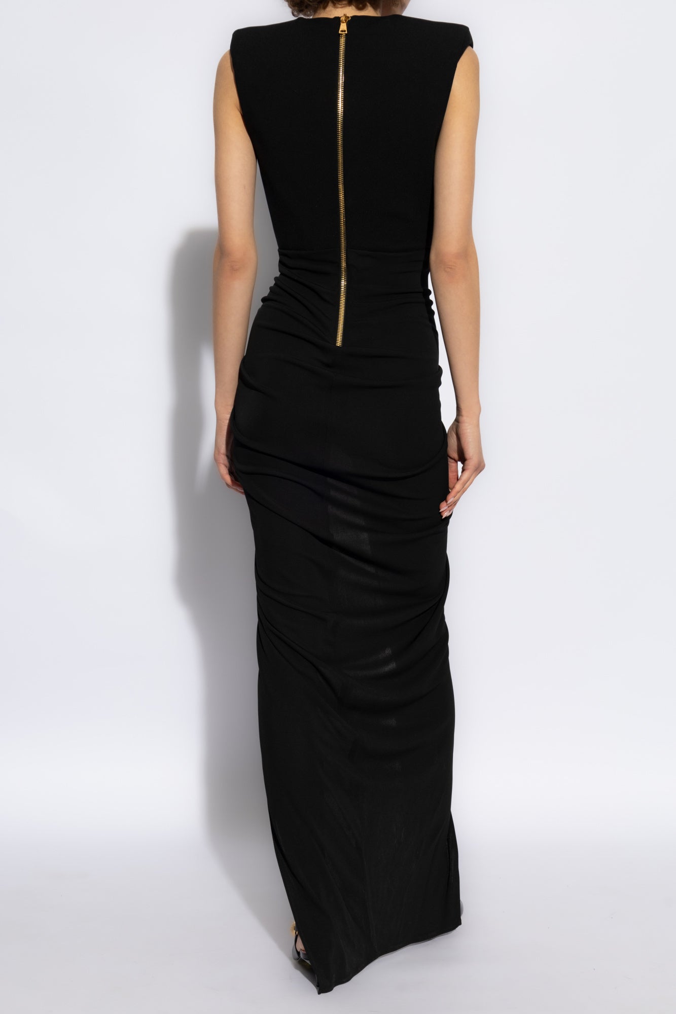 Black Double-Breasted Gold Button Gown