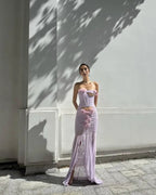 Floor-Length Satin Evening Gown | Sweetheart Neckline & Beaded Details