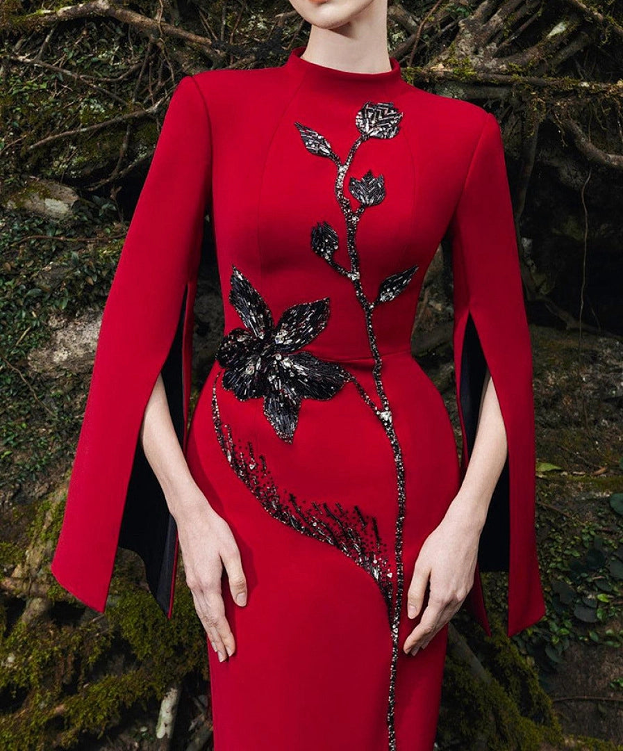 Luxury Black Satin A-Line Evening Gown with Beaded Sweetheart Neckline