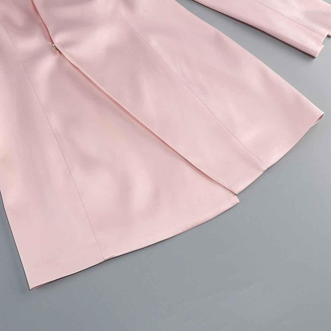 Navy Blue Satin Mermaid Evening Gown with Sweetheart Neckline & Crystal Embellishments