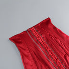 Black Satin Sequin A-Line Evening Gown with V-Neck & Open Back