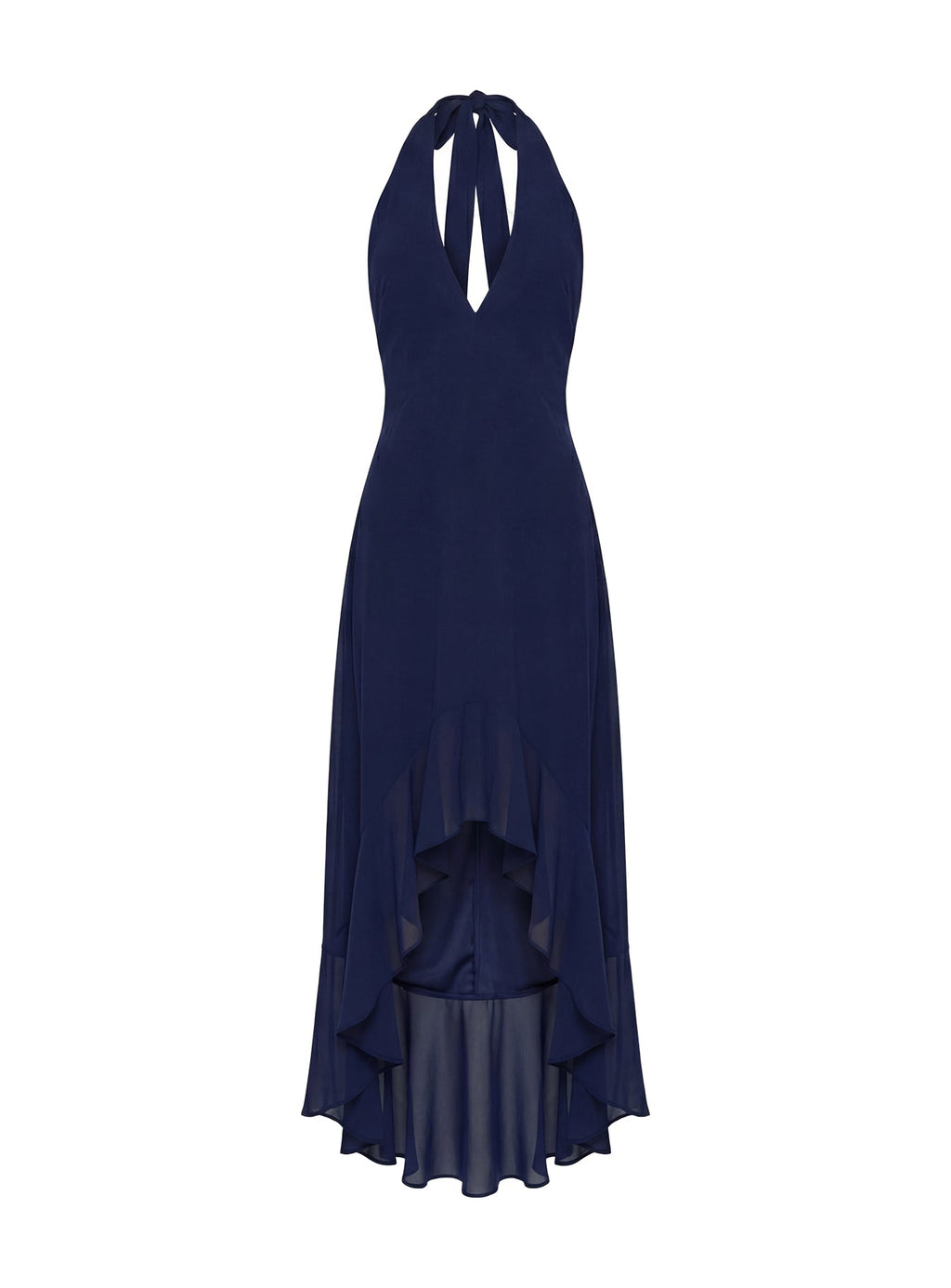 Agata Halter Frill Maxi Dress Navy