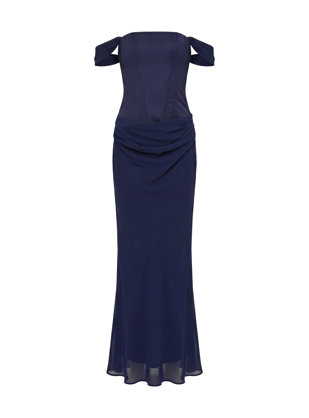 Joslyne Off Shoulder Corset Maxi Dress Navy