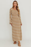 Meredith Long Sleeve Cut-Out Maxi Dress Chocolate