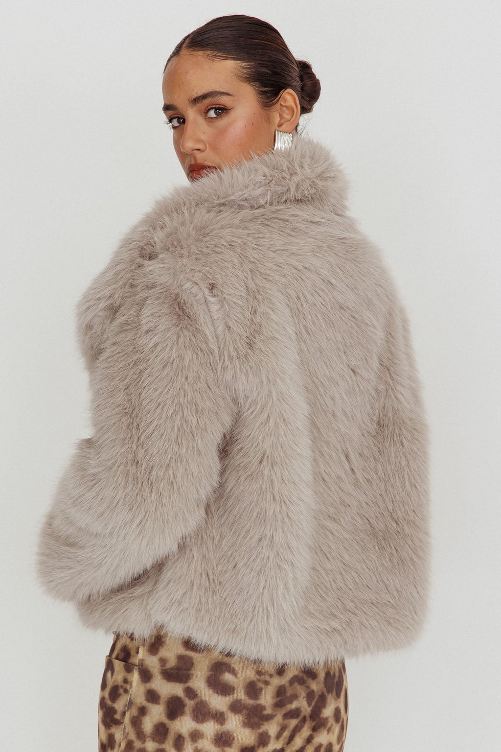 Copenhagen Oversized Lapel Fur Jacket Cream